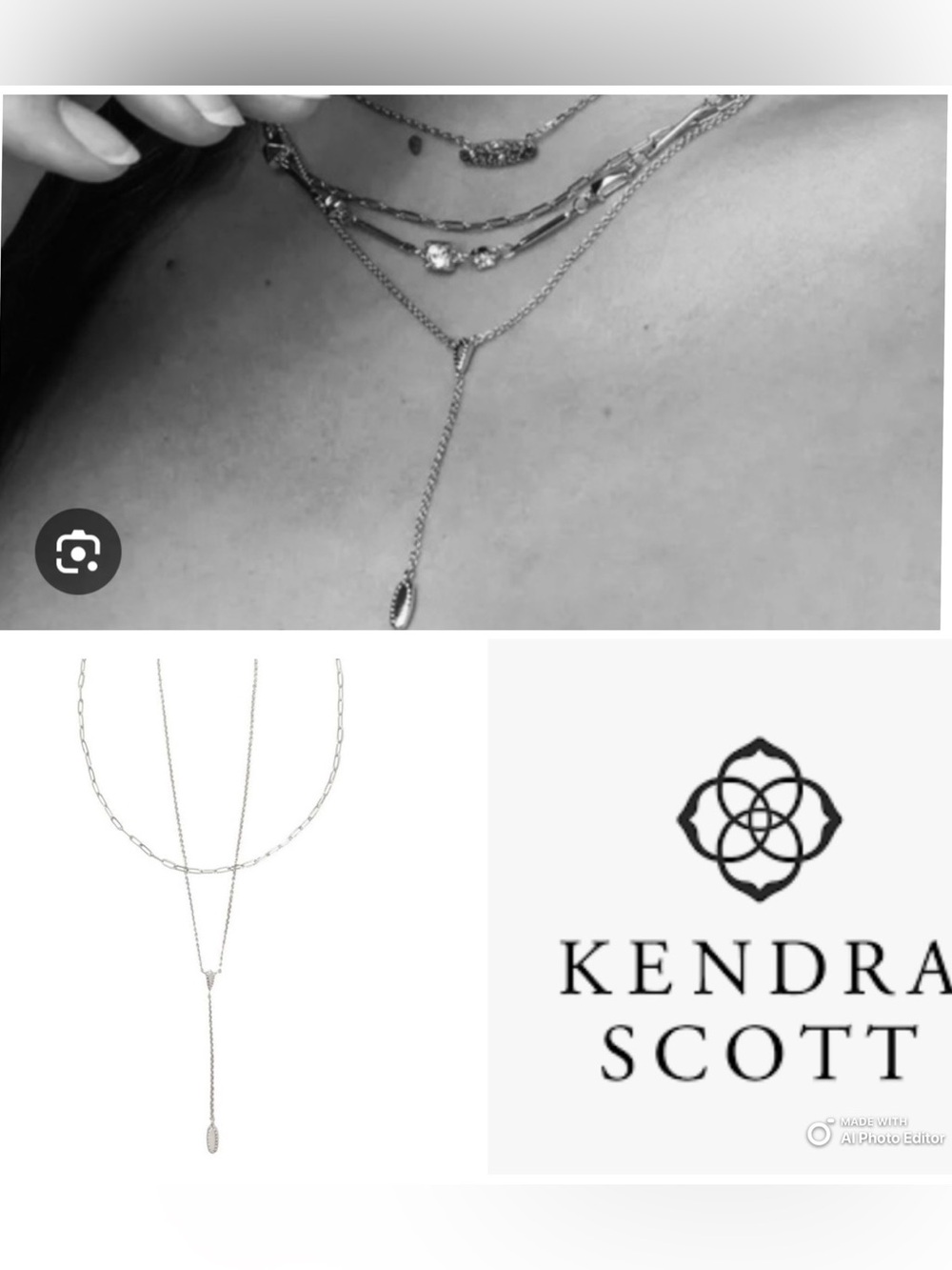 NWT Kendra Scott Jaimee Pre-Layered Strand Y-Necklace in Silver